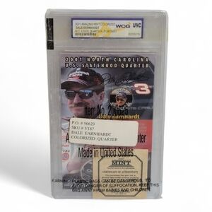 2001 Dale Earnhardt Card and Colorized North Carolina State Quarter COA Sealed.